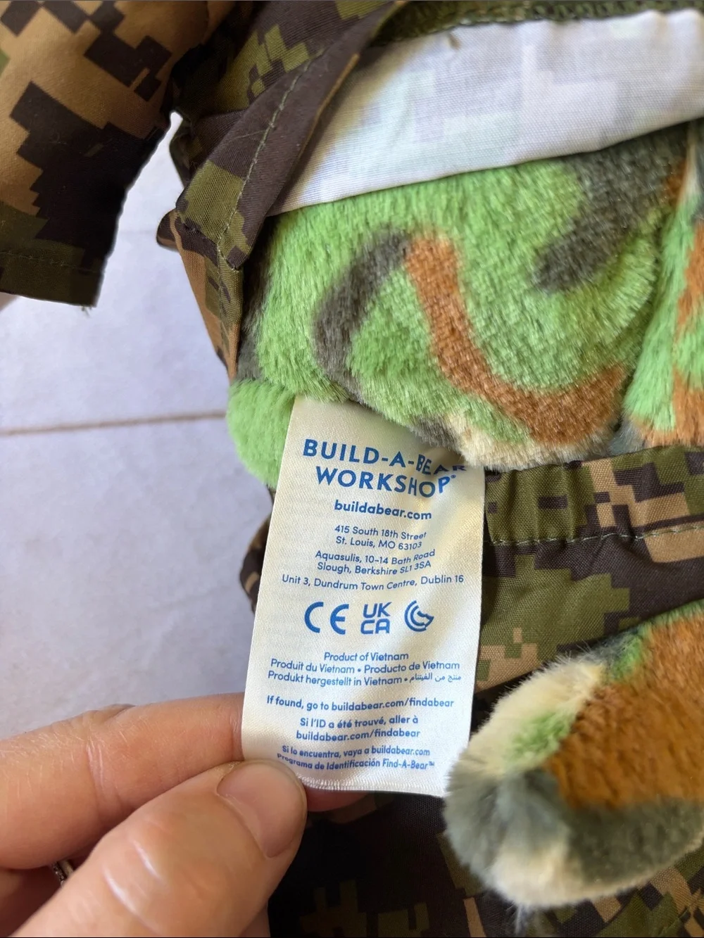 Build-A-Bear Wolf Plush Camouflage Soft Military Style